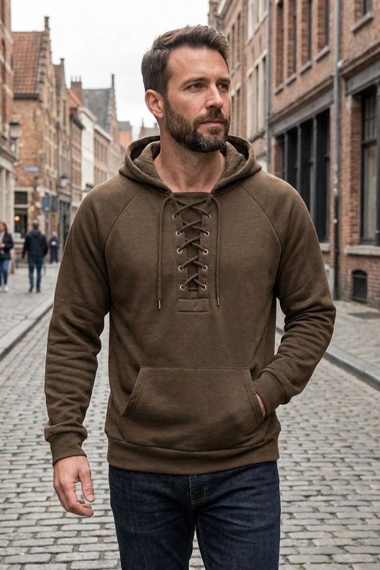Herren Schnür-Hoodie | Kapuzen-Pullover-Design