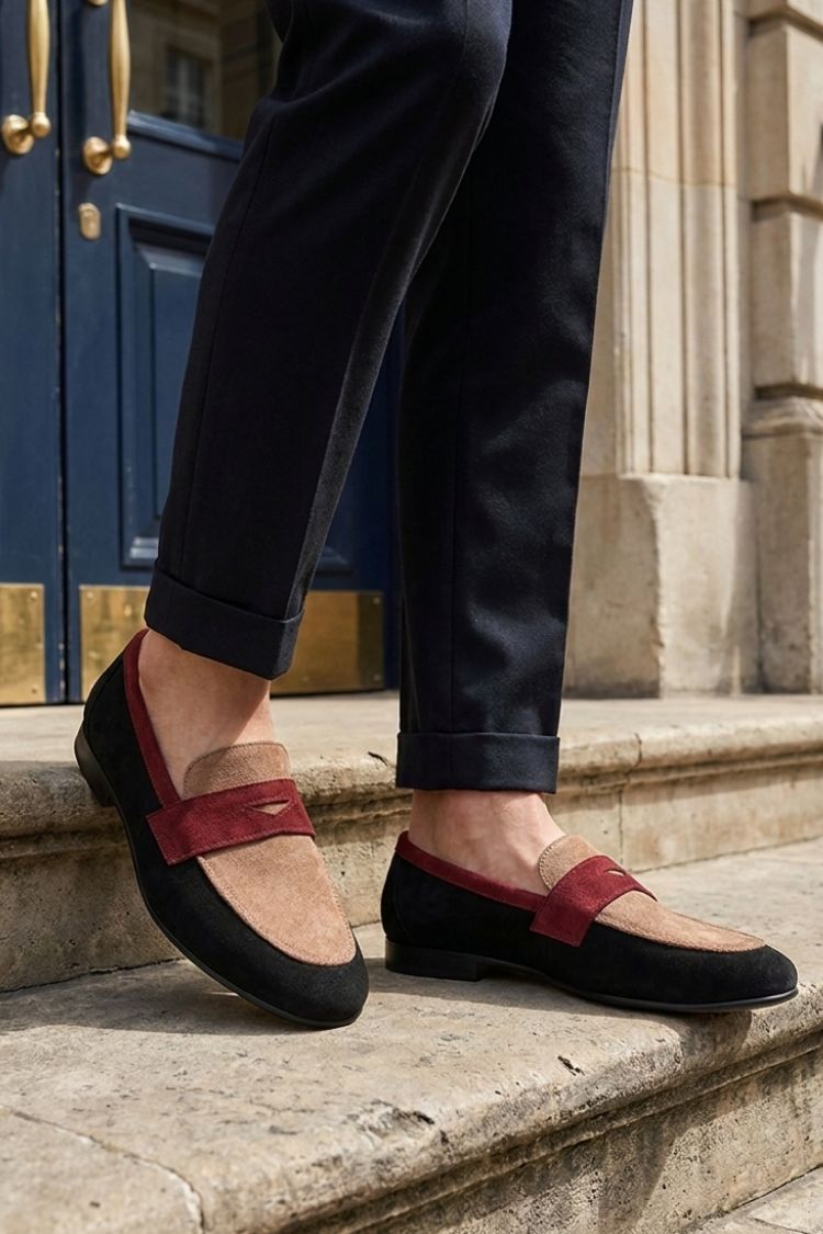 Damen Loafer mit Runder Zehenpartie | Niedriger Absatz & Kontrastriemen
