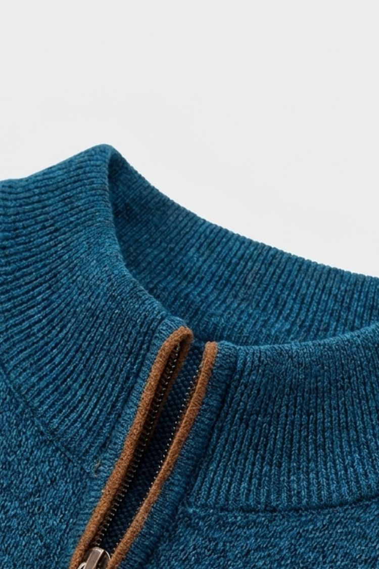 Herren Zipp-Pullover | Stehkragen & Kontrastdetails