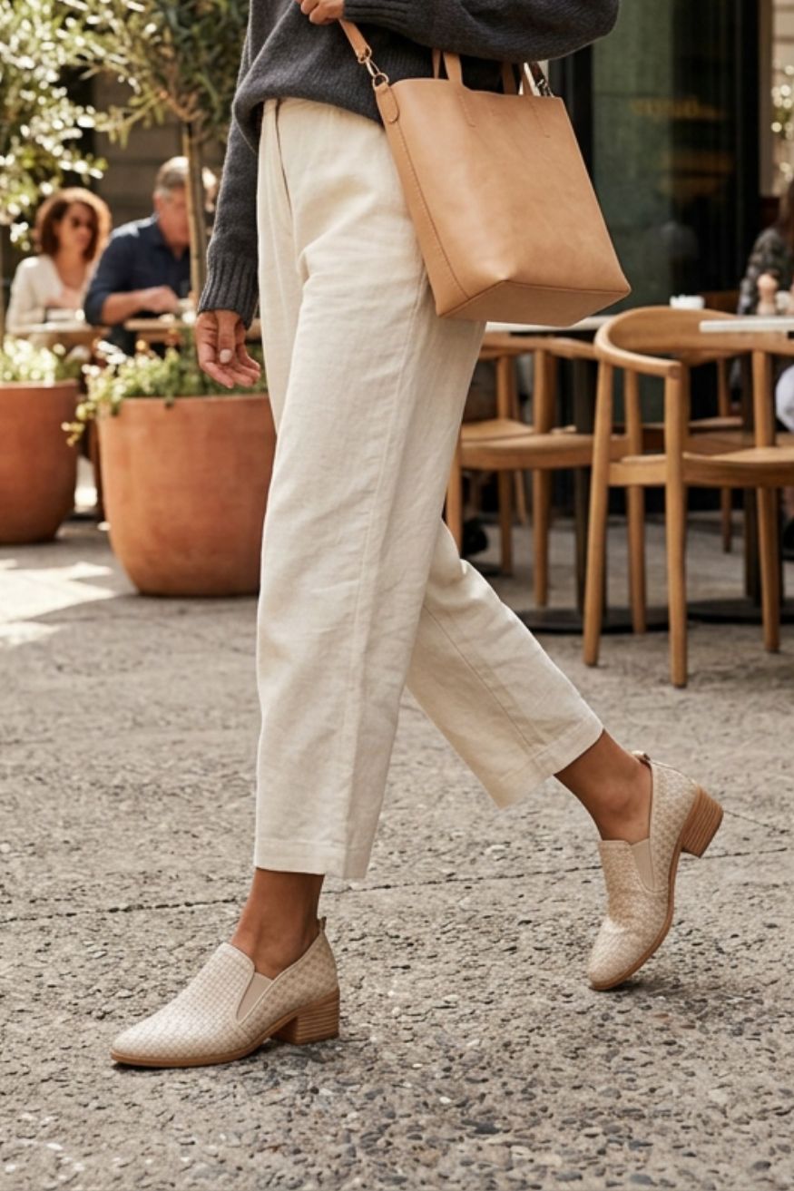 Damen Loafer in Flechtoptik | Niedriger Blockabsatz