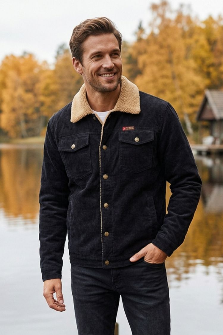 Herren Jacke mit Kontrastkragen | Brusttaschen
