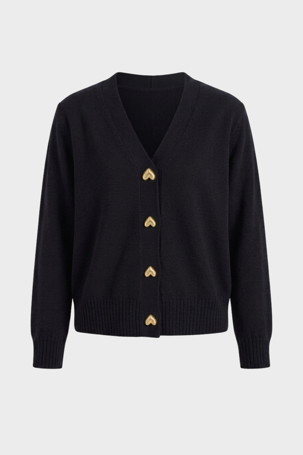 Damen Knopf-Cardigan | V-Ausschnitt & Goldfarbene Knöpfe