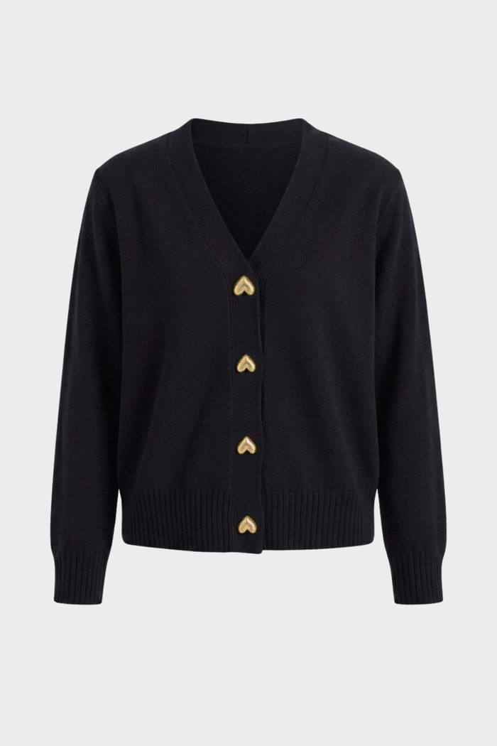 Damen Knopf-Cardigan | V-Ausschnitt & Goldfarbene Knöpfe