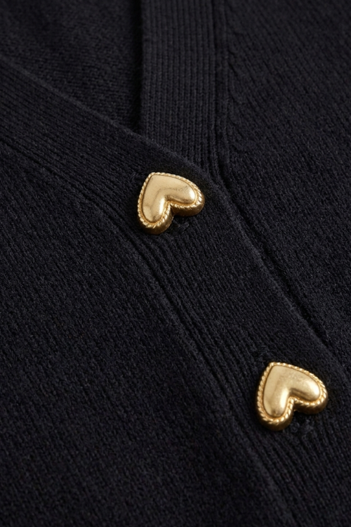 Damen Knopf-Cardigan | V-Ausschnitt & Goldfarbene Knöpfe