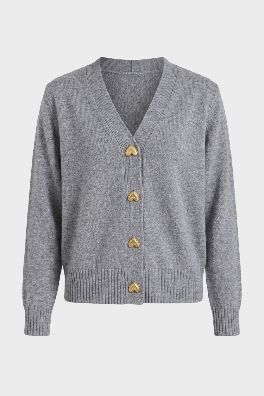 Damen Knopf-Cardigan | V-Ausschnitt & Goldfarbene Knöpfe
