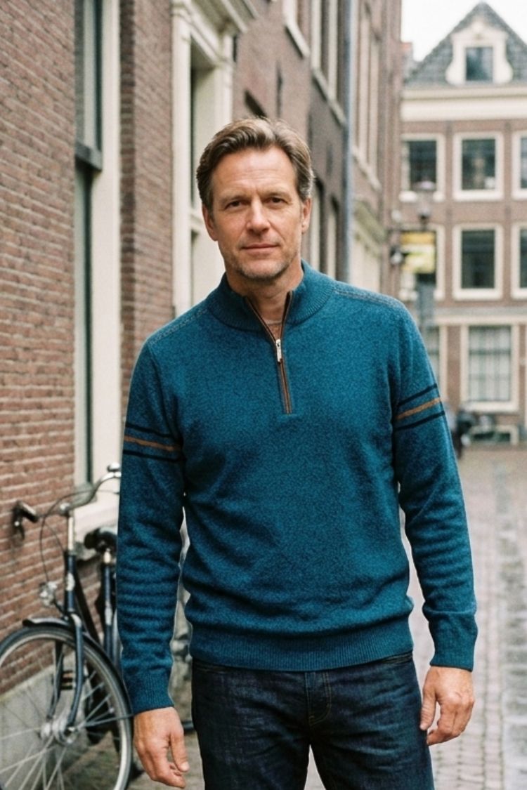 Herren Zipp-Pullover | Stehkragen & Kontrastdetails