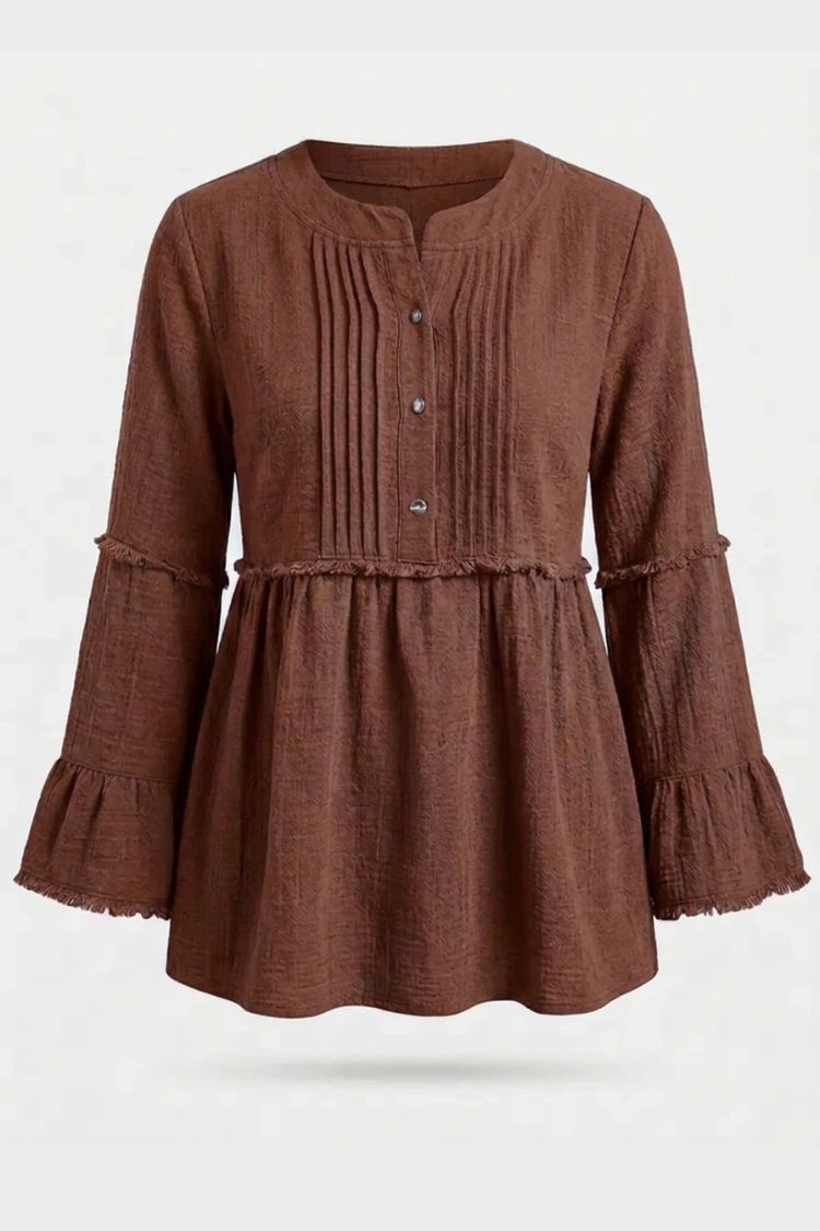 Damen Peplum-Bluse | Biesen-Details & Volantärmel
