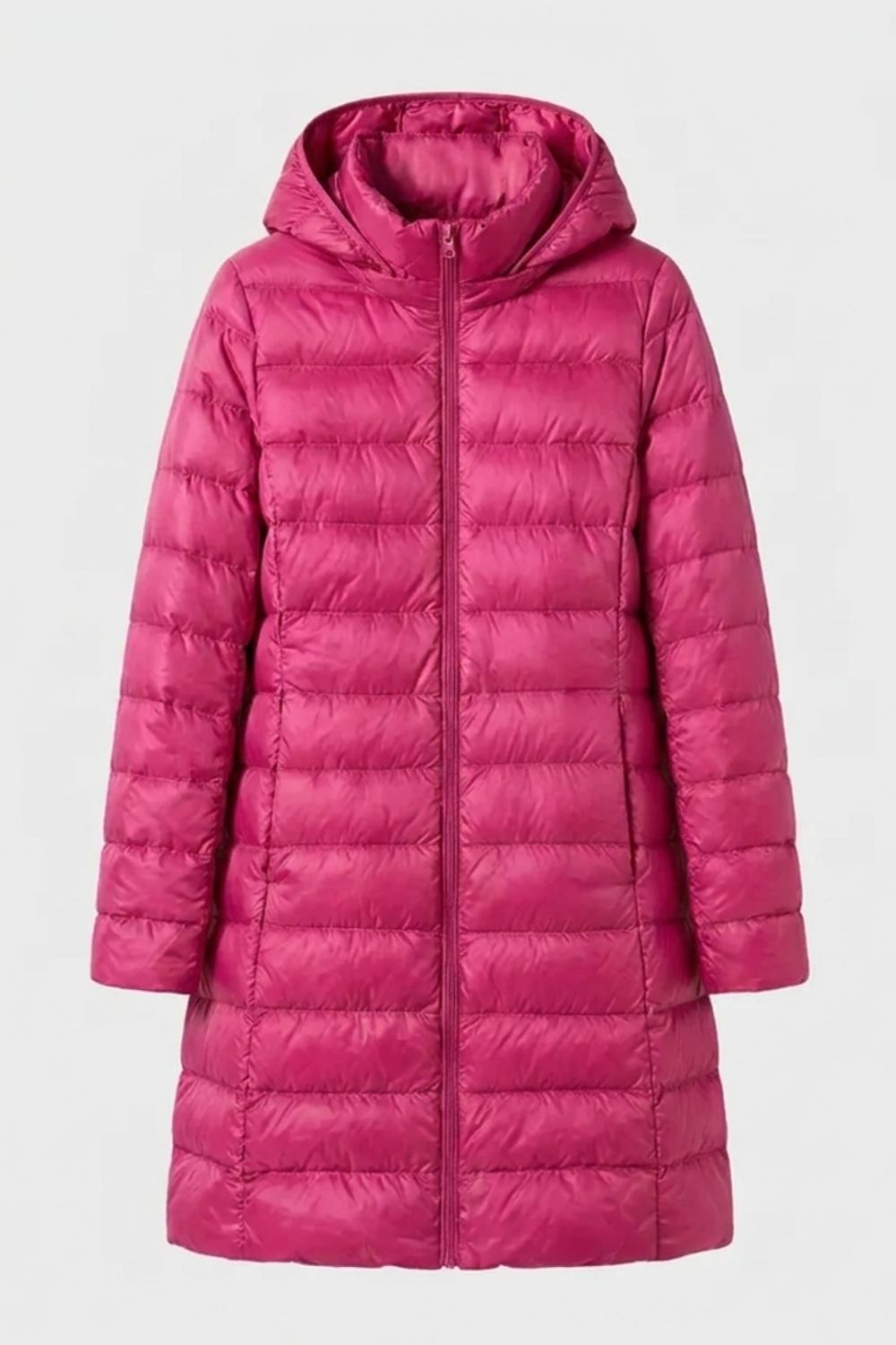 Damen Lange Pufferjacke | Kapuze & Steppdesign