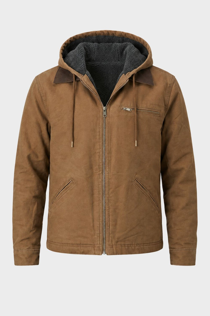 Herren Kapuzen-Utility-Jacke | Frontreißverschluss & Layering-Design