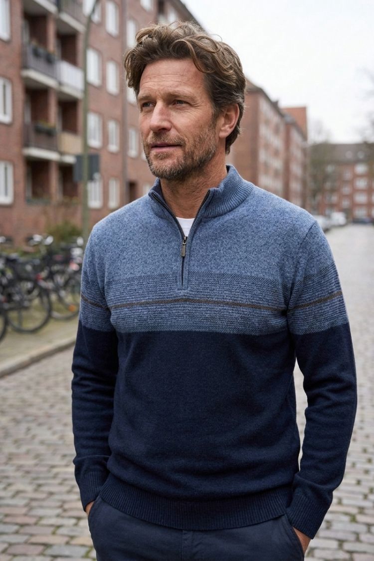 Herren Half-Zip Pullover | Streifen