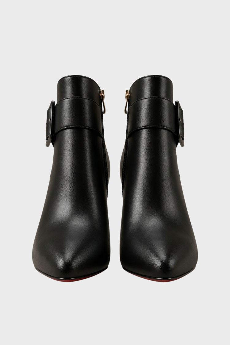 Damen Stiefeletten mit Spitzer Zehenpartie | Oversize-Schnalle & Hoher Absatz
