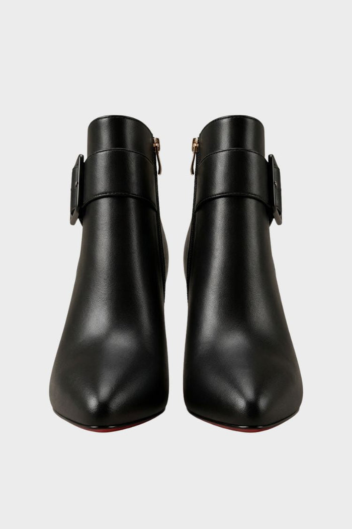 Damen Stiefeletten mit Spitzer Zehenpartie | Oversize-Schnalle & Hoher Absatz