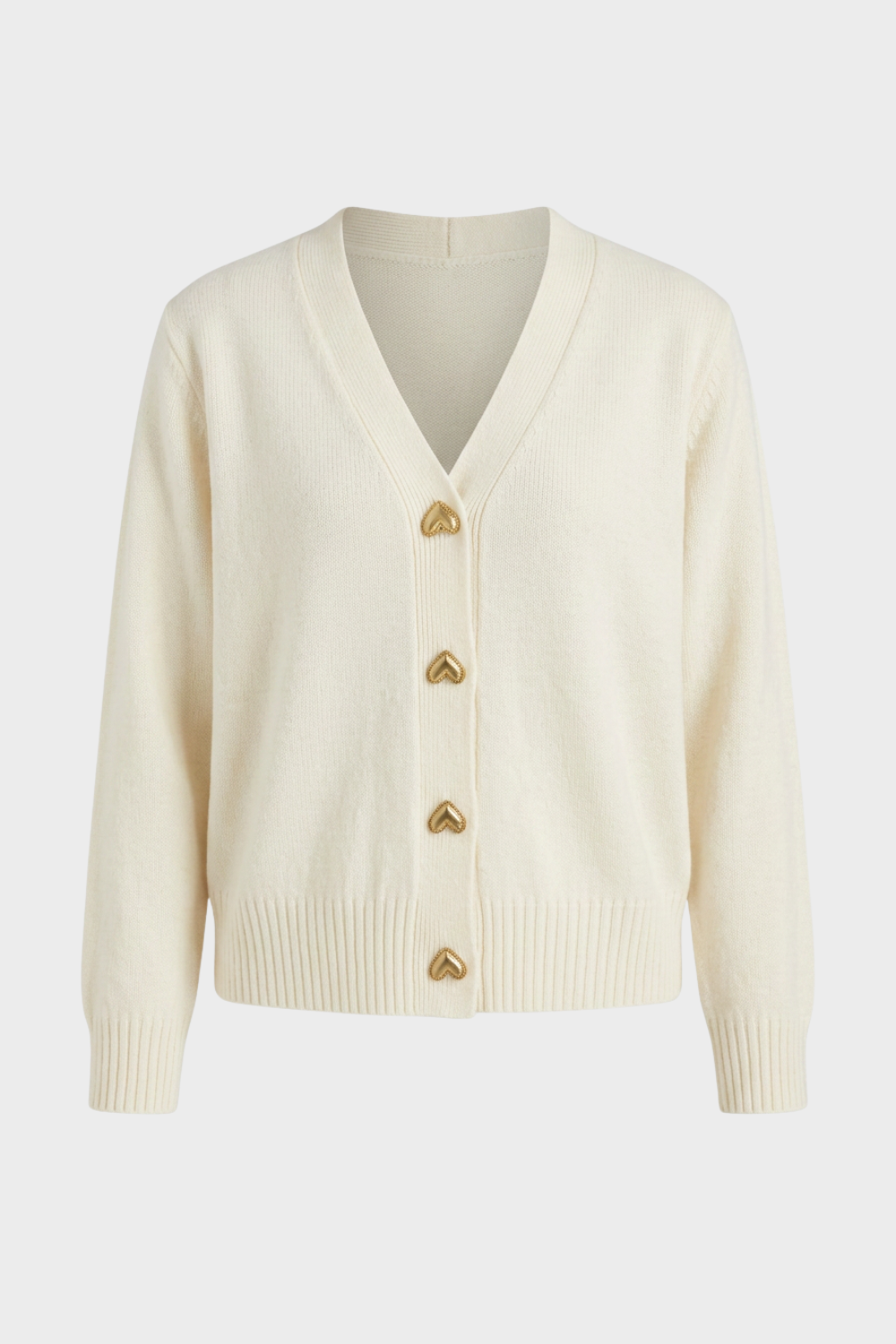 Damen Knopf-Cardigan | V-Ausschnitt & Goldfarbene Knöpfe