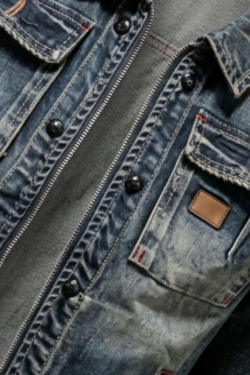Herren Trucker-Jacke | Brusttaschen & Verwaschene Optik
