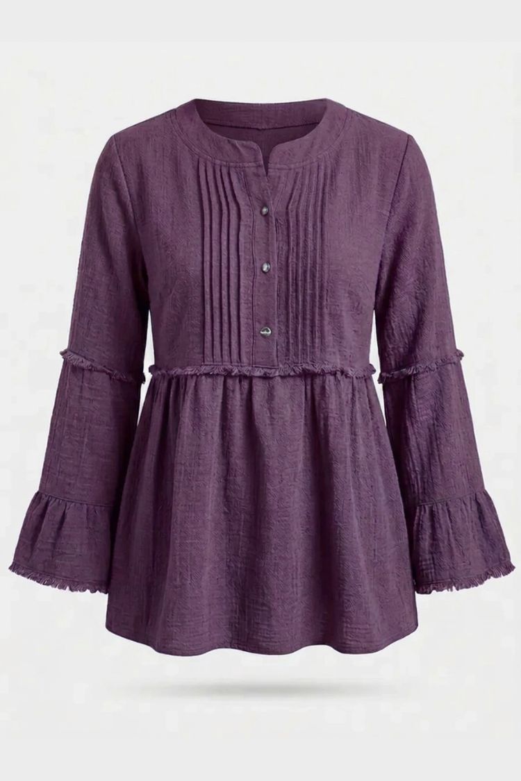 Damen Peplum-Bluse | Biesen-Details & Volantärmel
