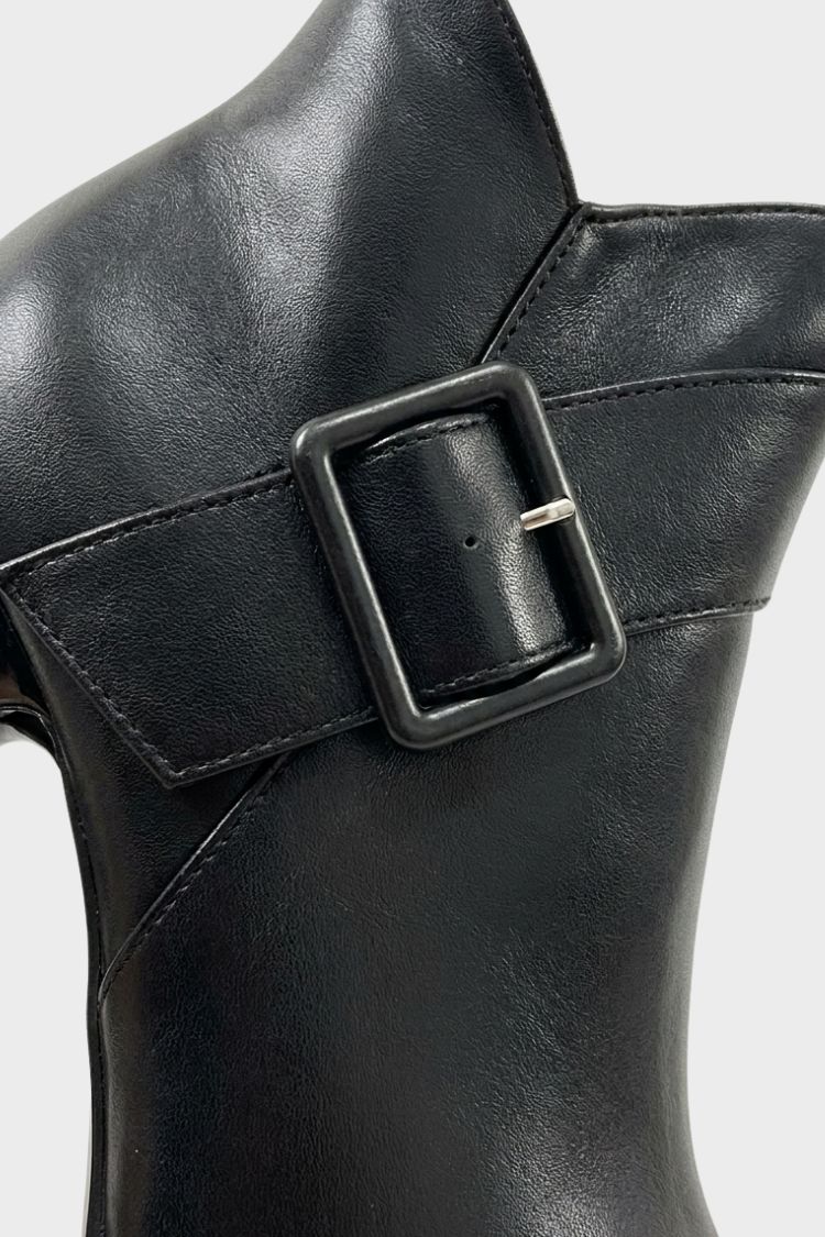Damen Stiefeletten mit Spitzer Zehenpartie | Oversize-Schnalle & Hoher Absatz