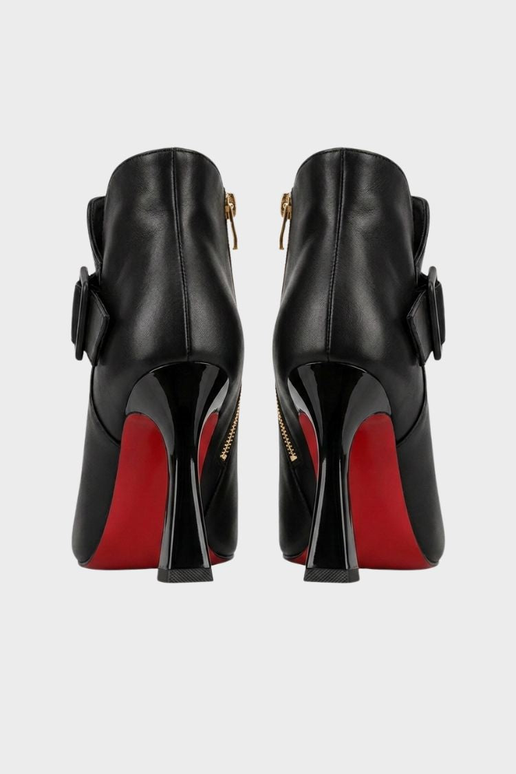 Damen Stiefeletten mit Spitzer Zehenpartie | Oversize-Schnalle & Hoher Absatz