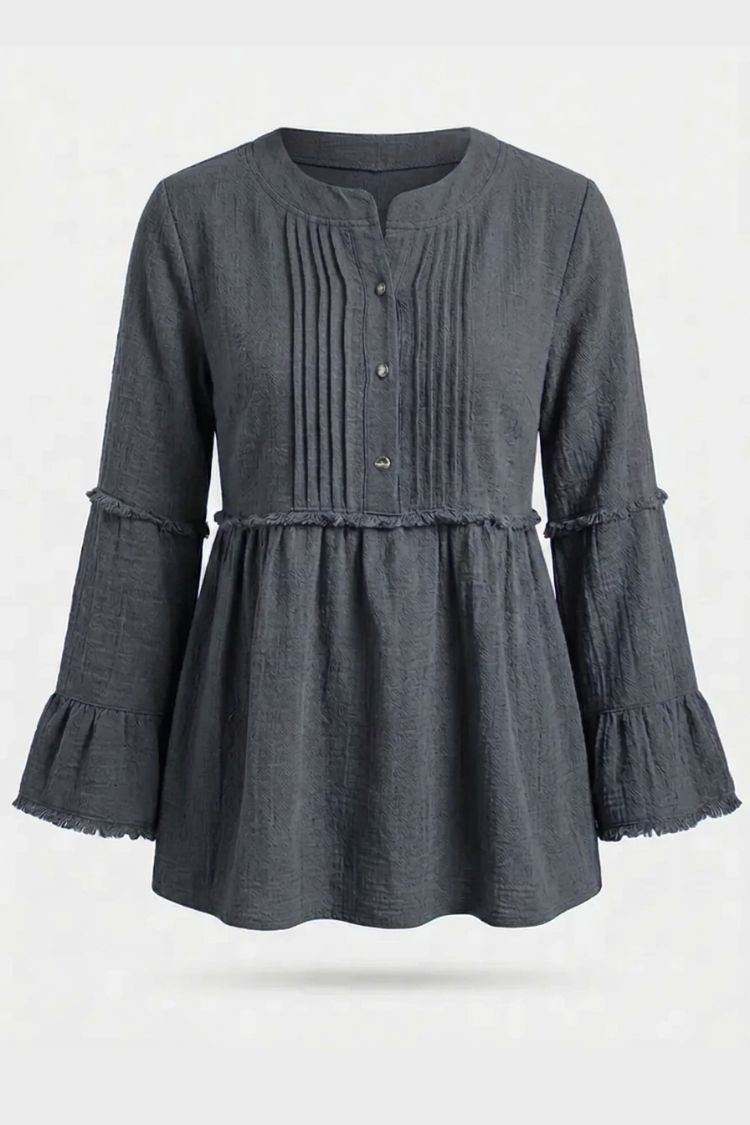 Damen Peplum-Bluse | Biesen-Details & Volantärmel
