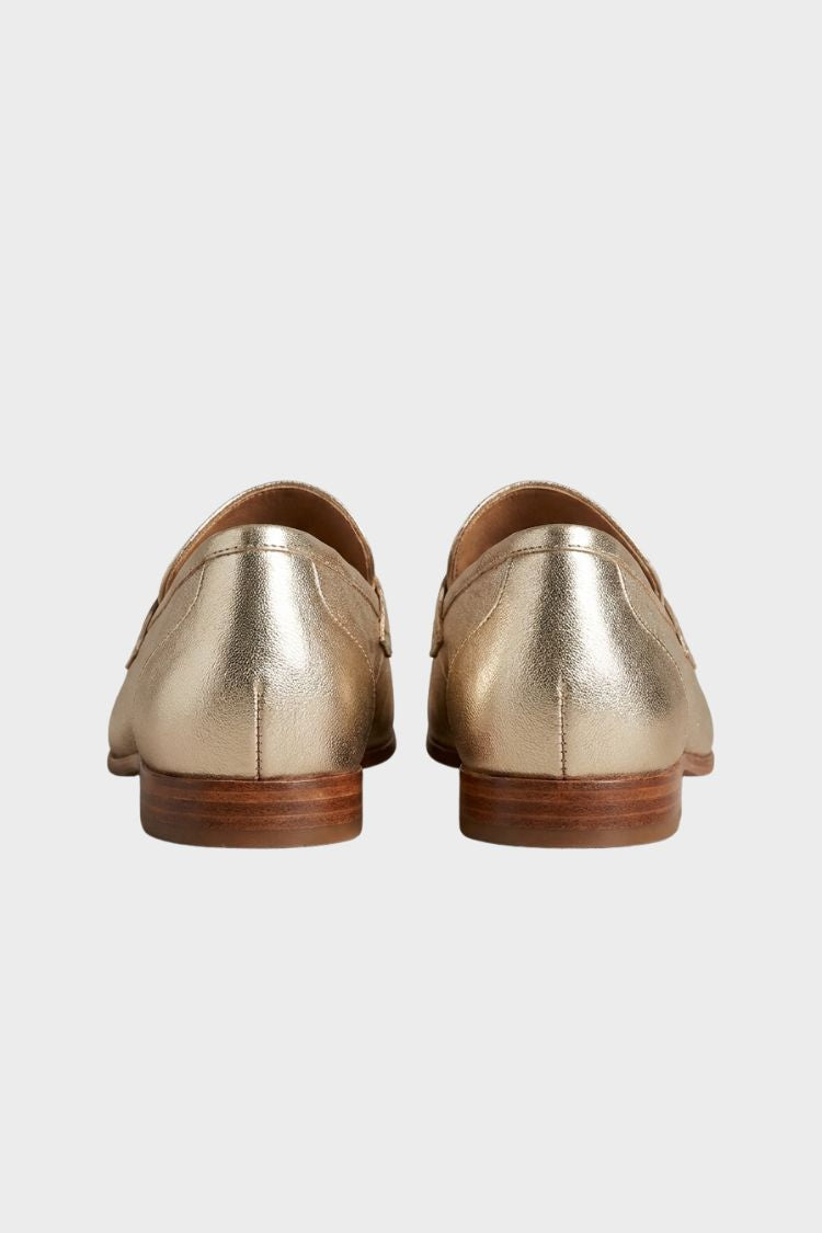 Damen Loafer mit Runder Zehenpartie | Metallic-Optik & Niedriger Absatz