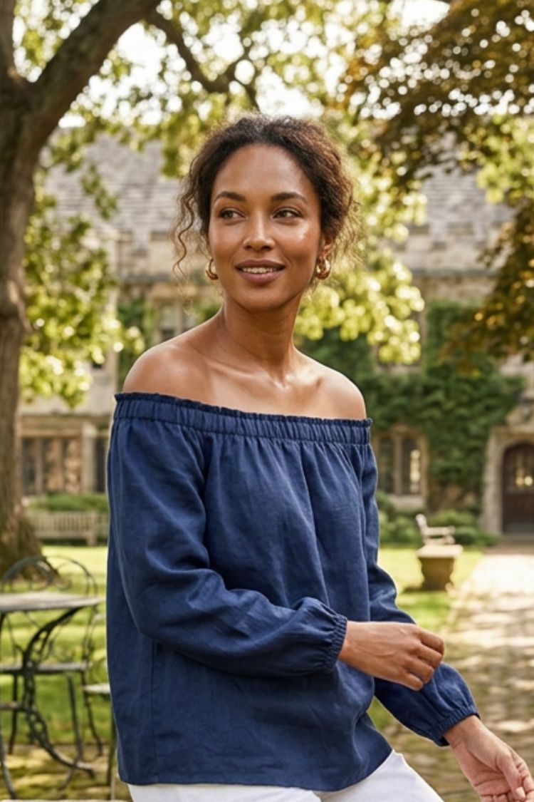 Damen Off-Shoulder Bluse | Lange Ärmel