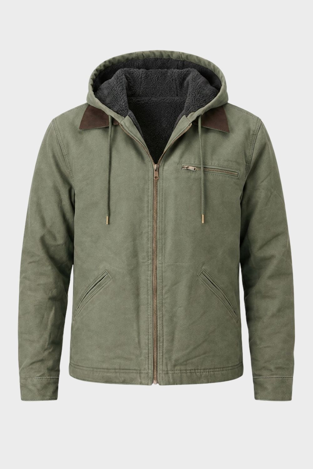 Herren Kapuzen-Utility-Jacke | Frontreißverschluss & Layering-Design