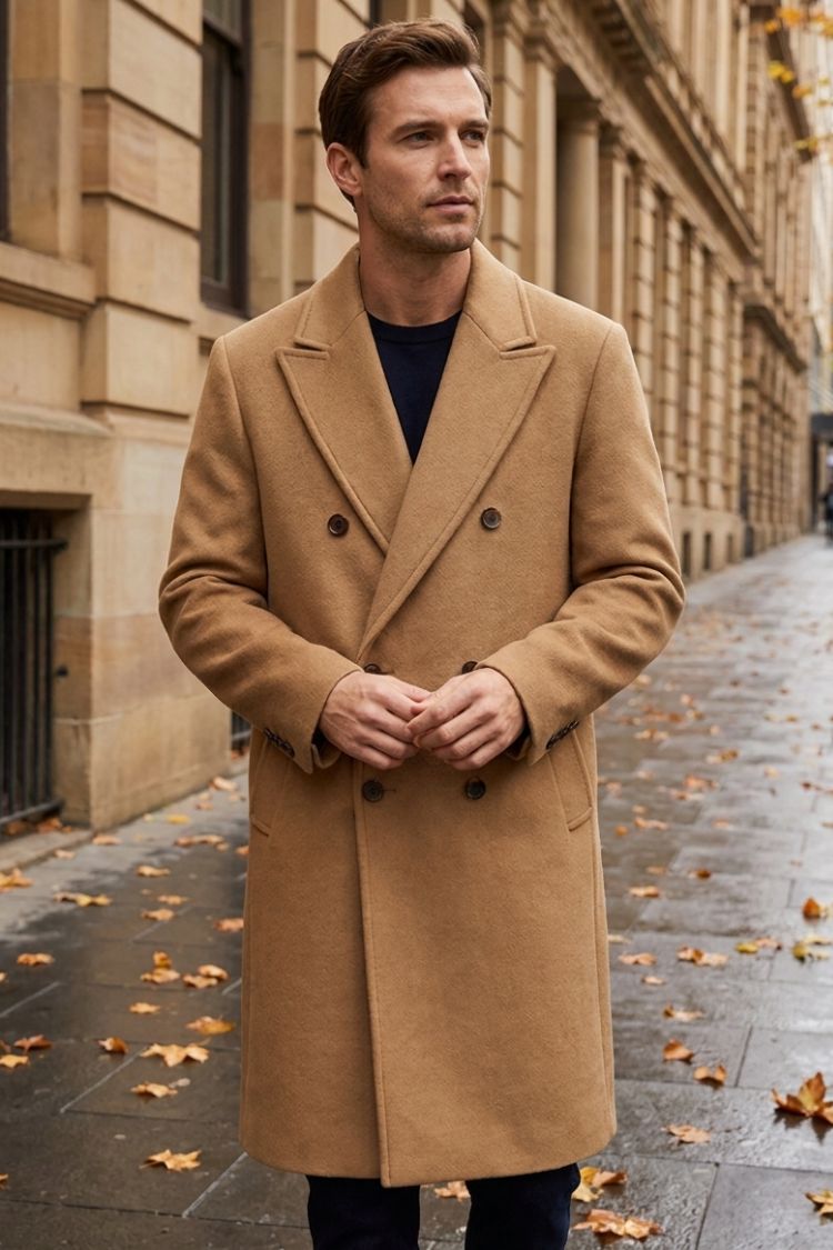 Herren Doppelreihiger Mantel | Lange Silhouette