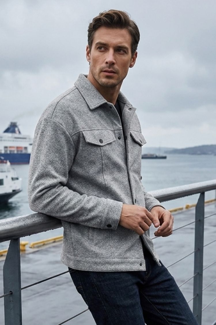 Herren Trucker Jacke | Druckknopf