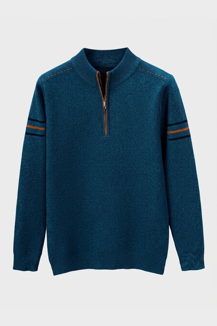 Herren Zipp-Pullover | Stehkragen & Kontrastdetails