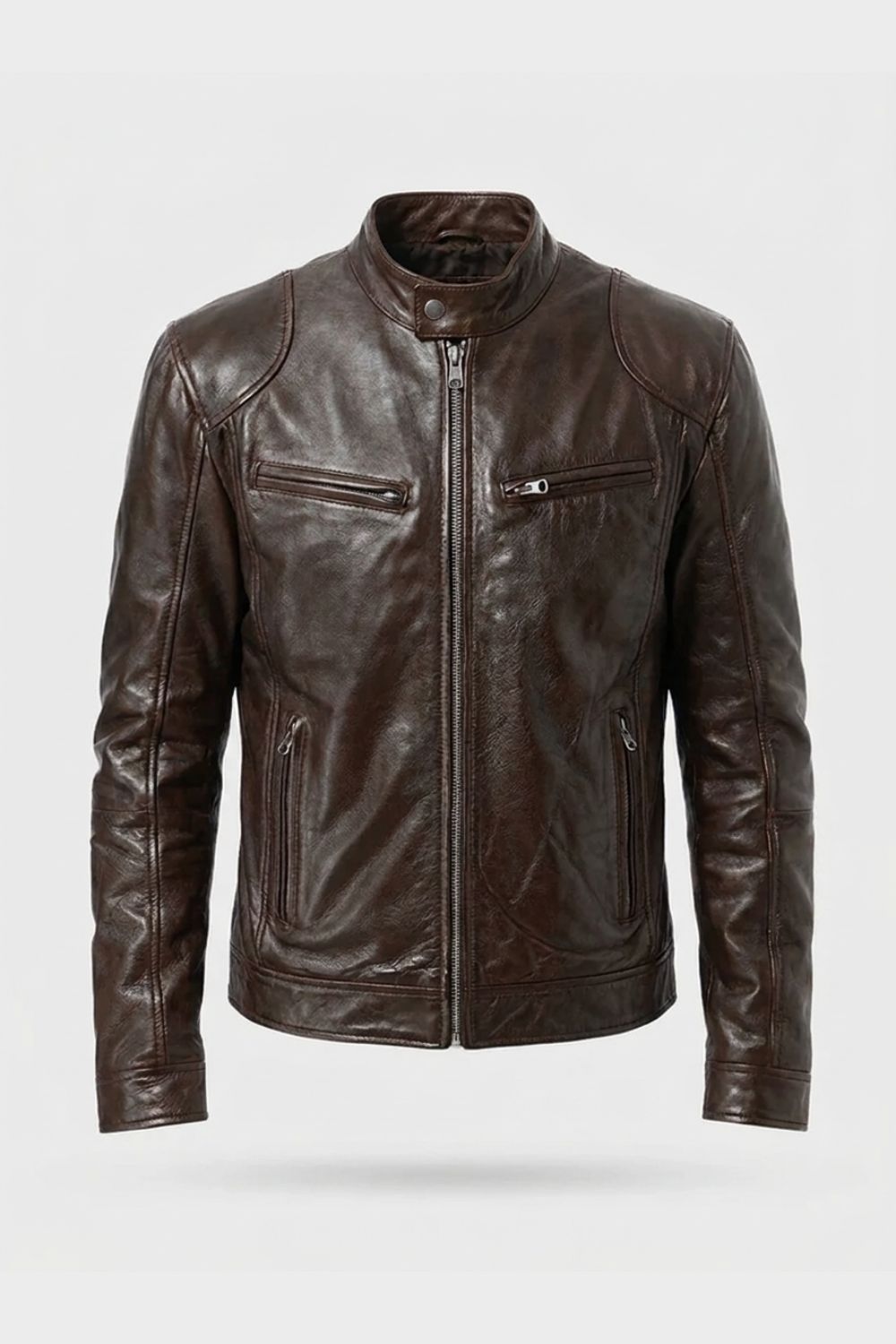 Herren Bikerjacke | Stehkragen & Frontreißverschluss