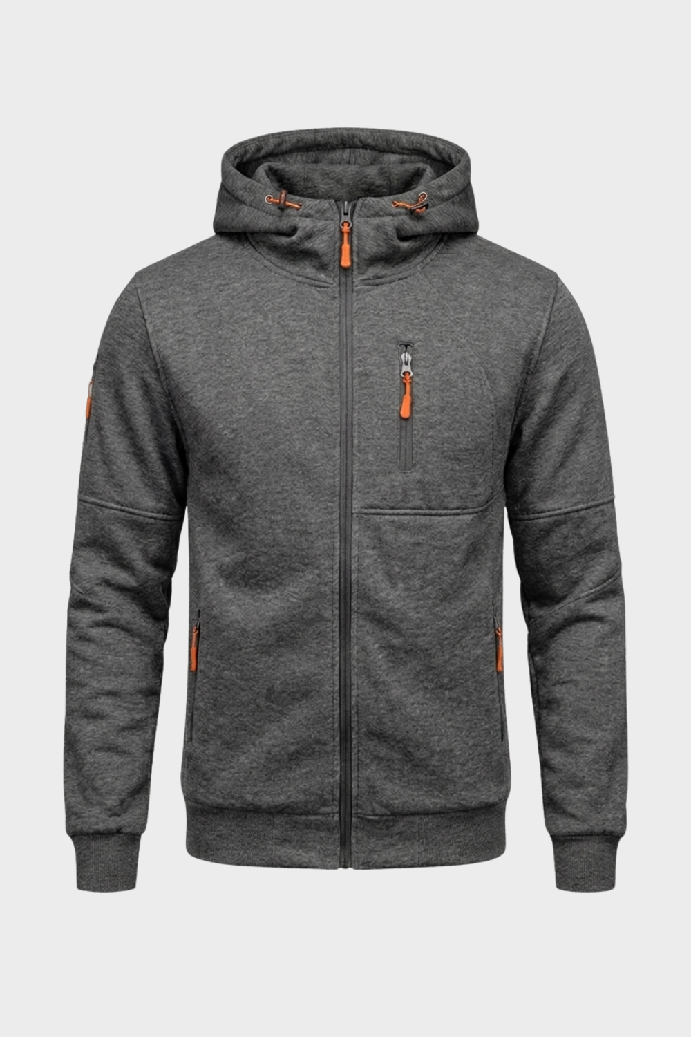 Herren Kapuzenjacke mit Reißverschluss | Brusttasche & Kontrastdetails