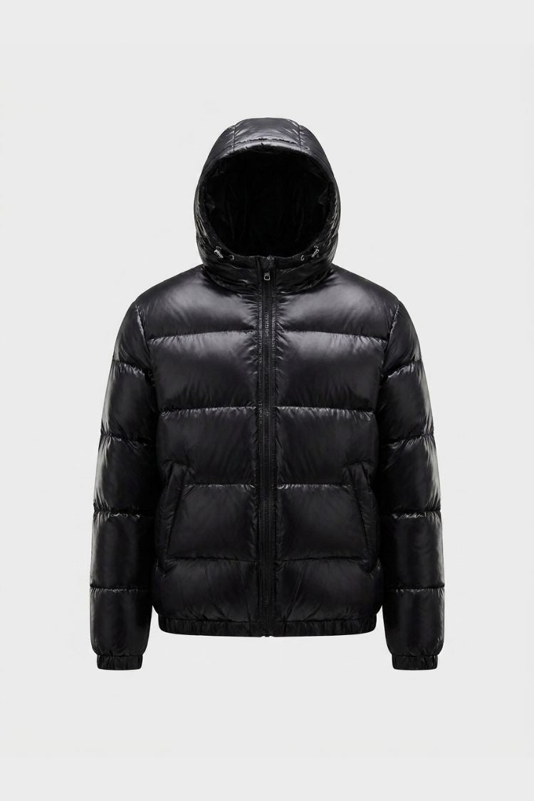 Damen Glänzende Pufferjacke | Kapuzendesign