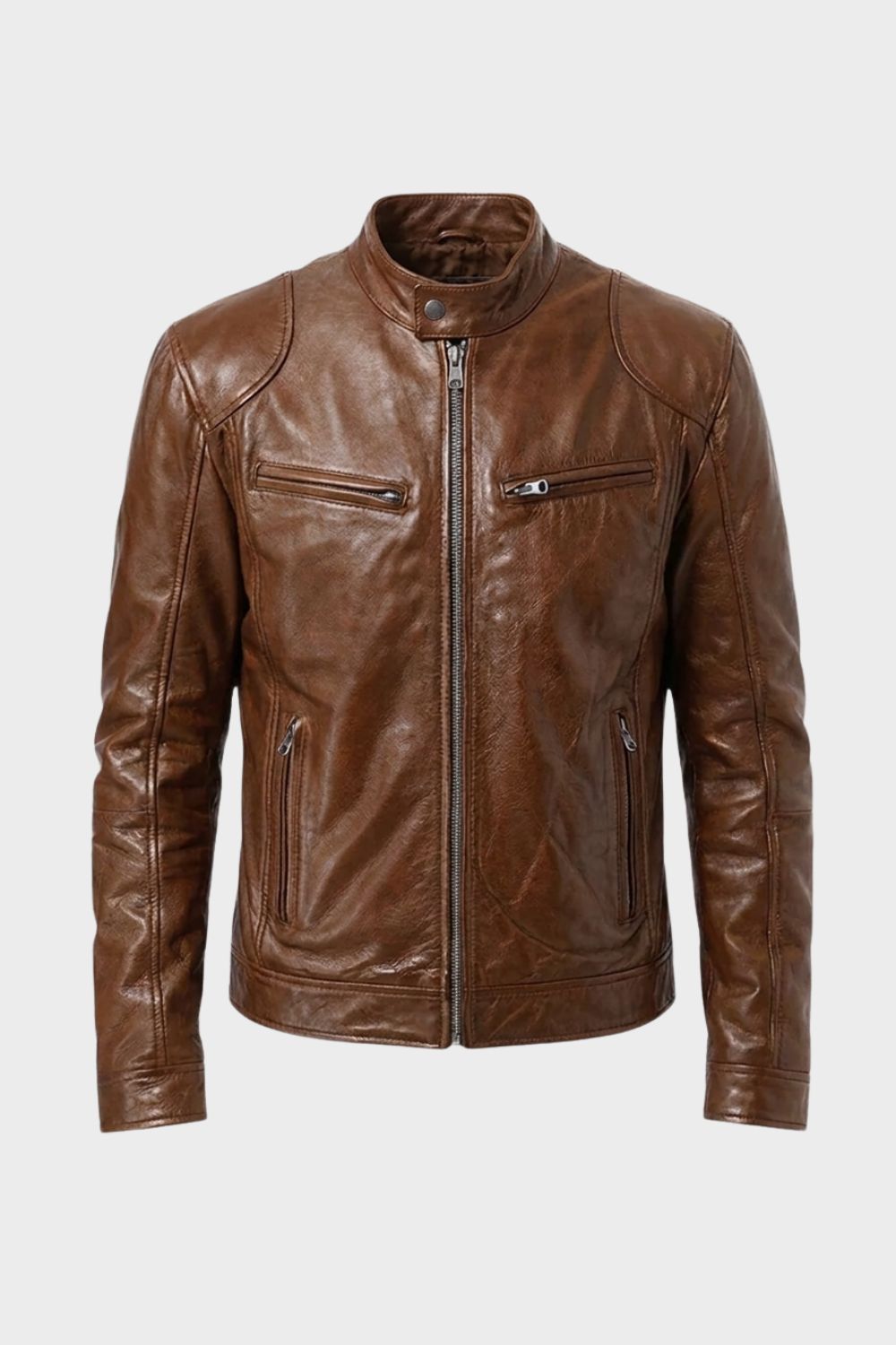 Herren Bikerjacke | Stehkragen & Frontreißverschluss