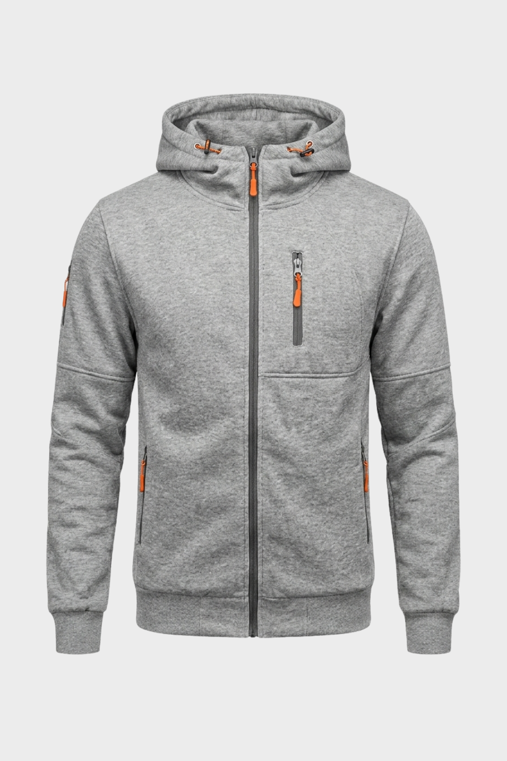 Herren Kapuzenjacke mit Reißverschluss | Brusttasche & Kontrastdetails