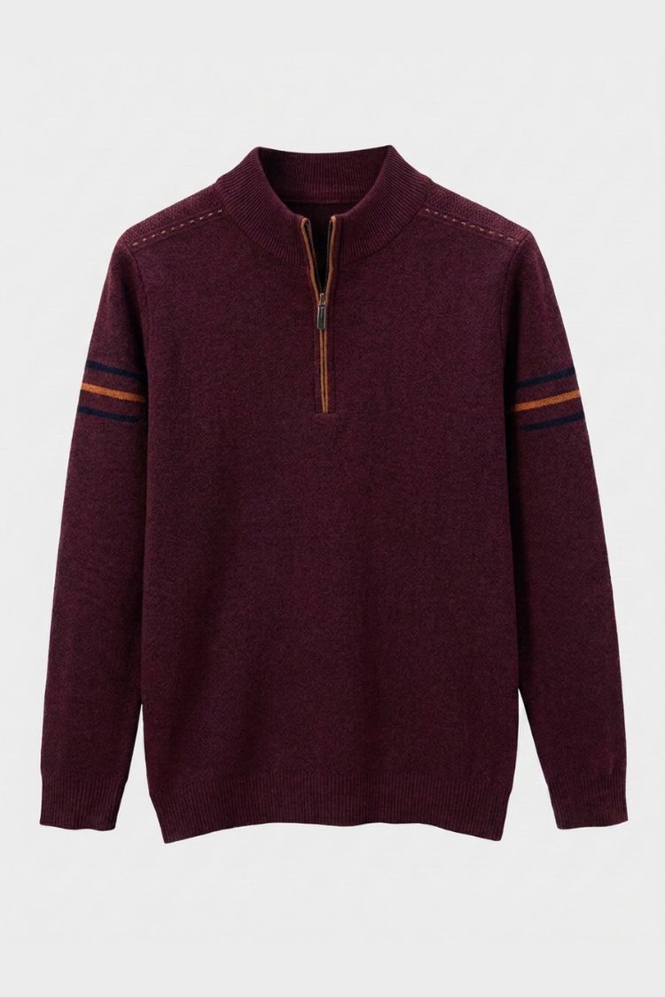 Herren Zipp-Pullover | Stehkragen & Kontrastdetails
