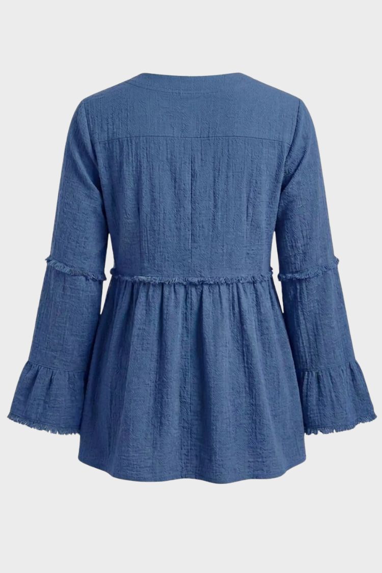 Damen Peplum-Bluse | Biesen-Details & Volantärmel