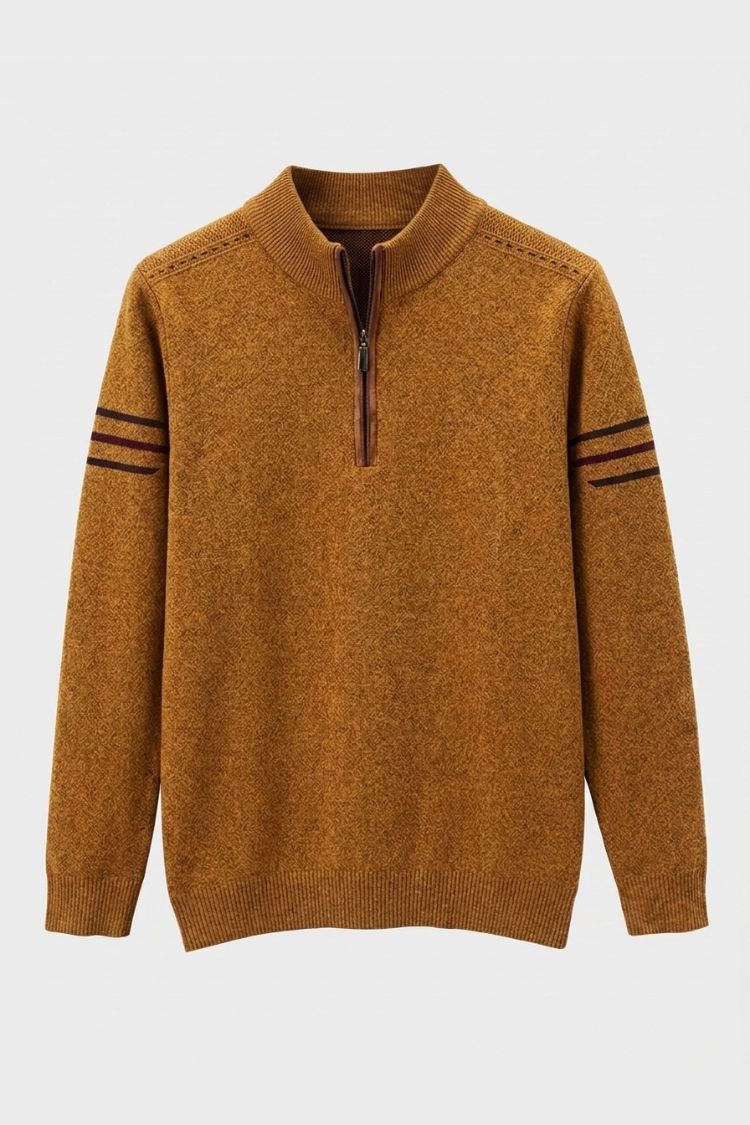 Herren Zipp-Pullover | Stehkragen & Kontrastdetails