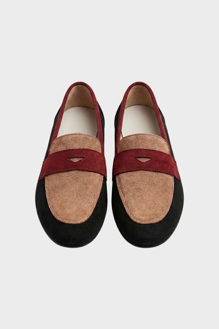 Damen Loafer mit Runder Zehenpartie | Niedriger Absatz & Kontrastriemen