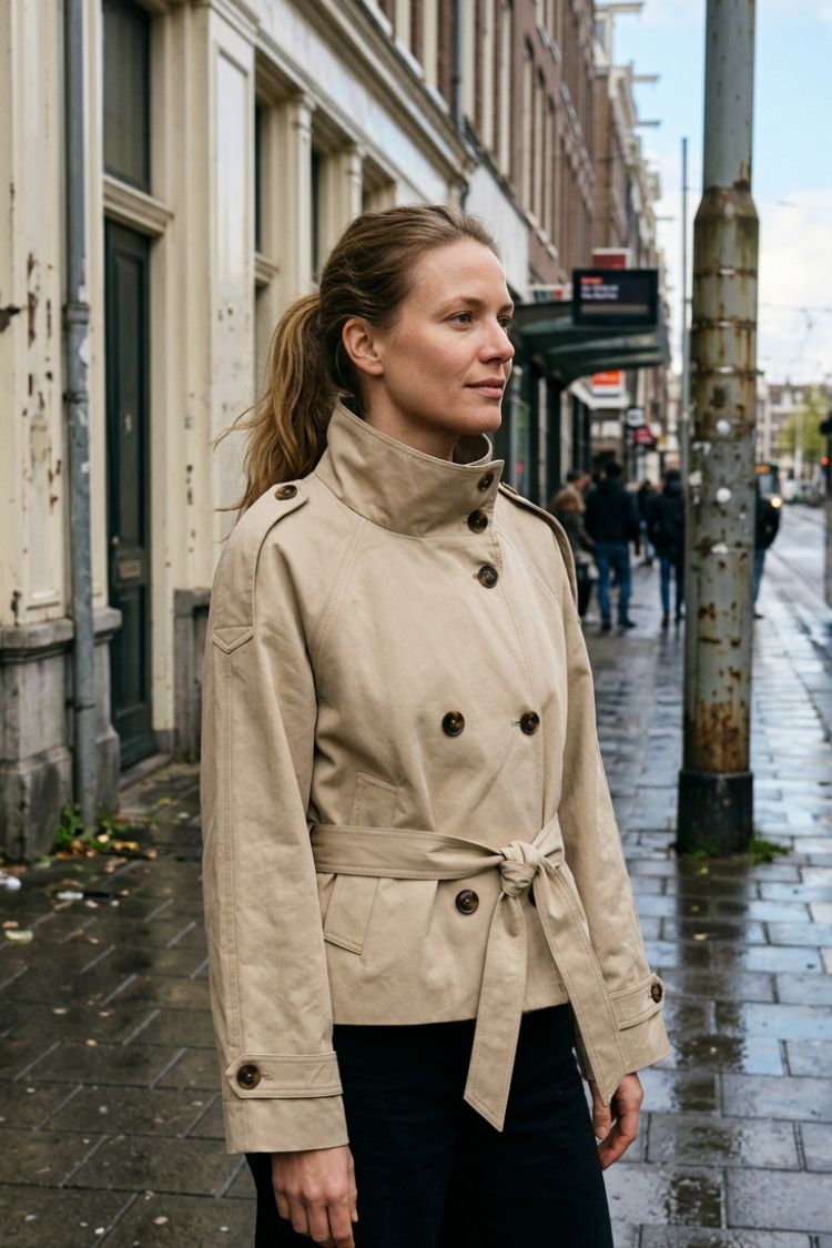 Damen Kurze Trenchjacke | Zweireihiges Design