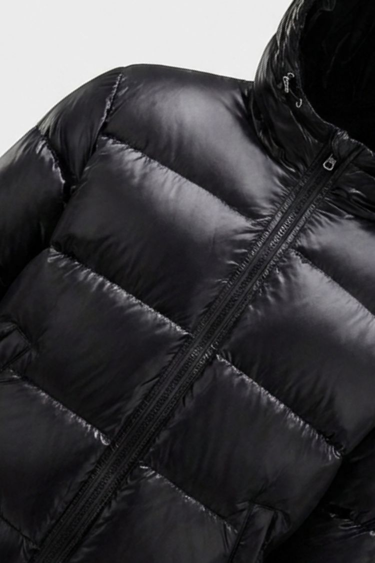 Damen Glänzende Pufferjacke | Kapuzendesign