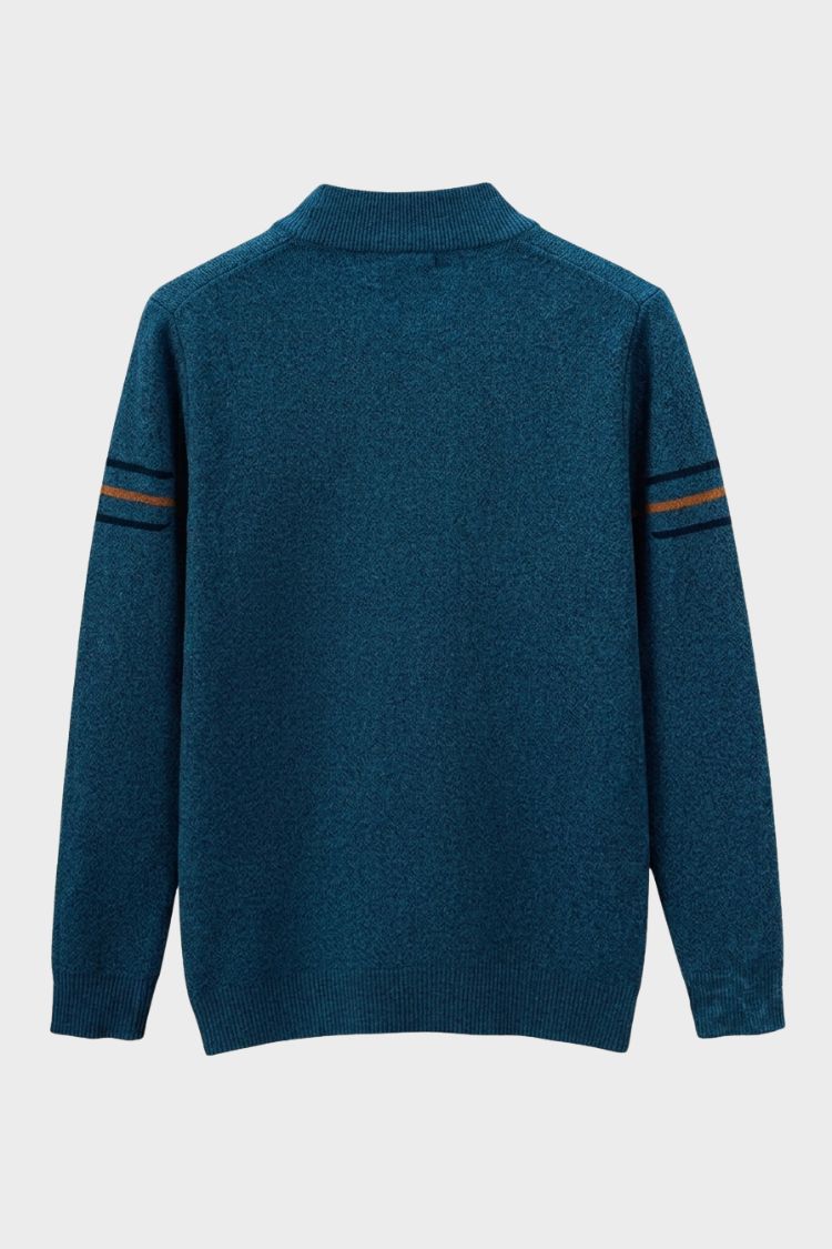 Herren Zipp-Pullover | Stehkragen & Kontrastdetails