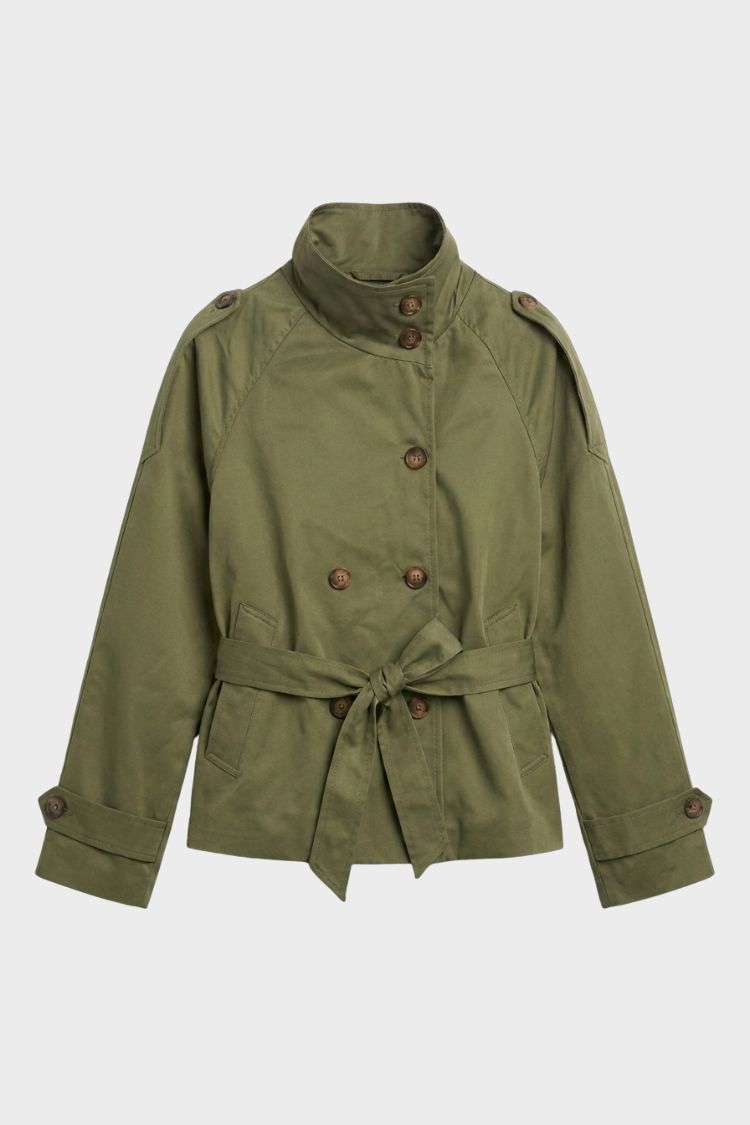 Damen Kurze Trenchjacke | Zweireihiges Design
