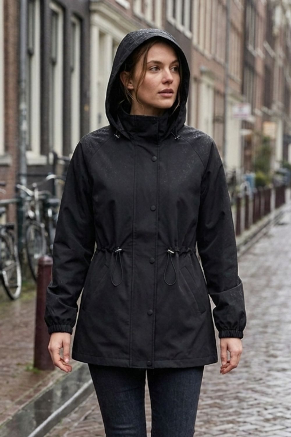 Damen Kapuzenjacke | Verstellbarer Taillenbund