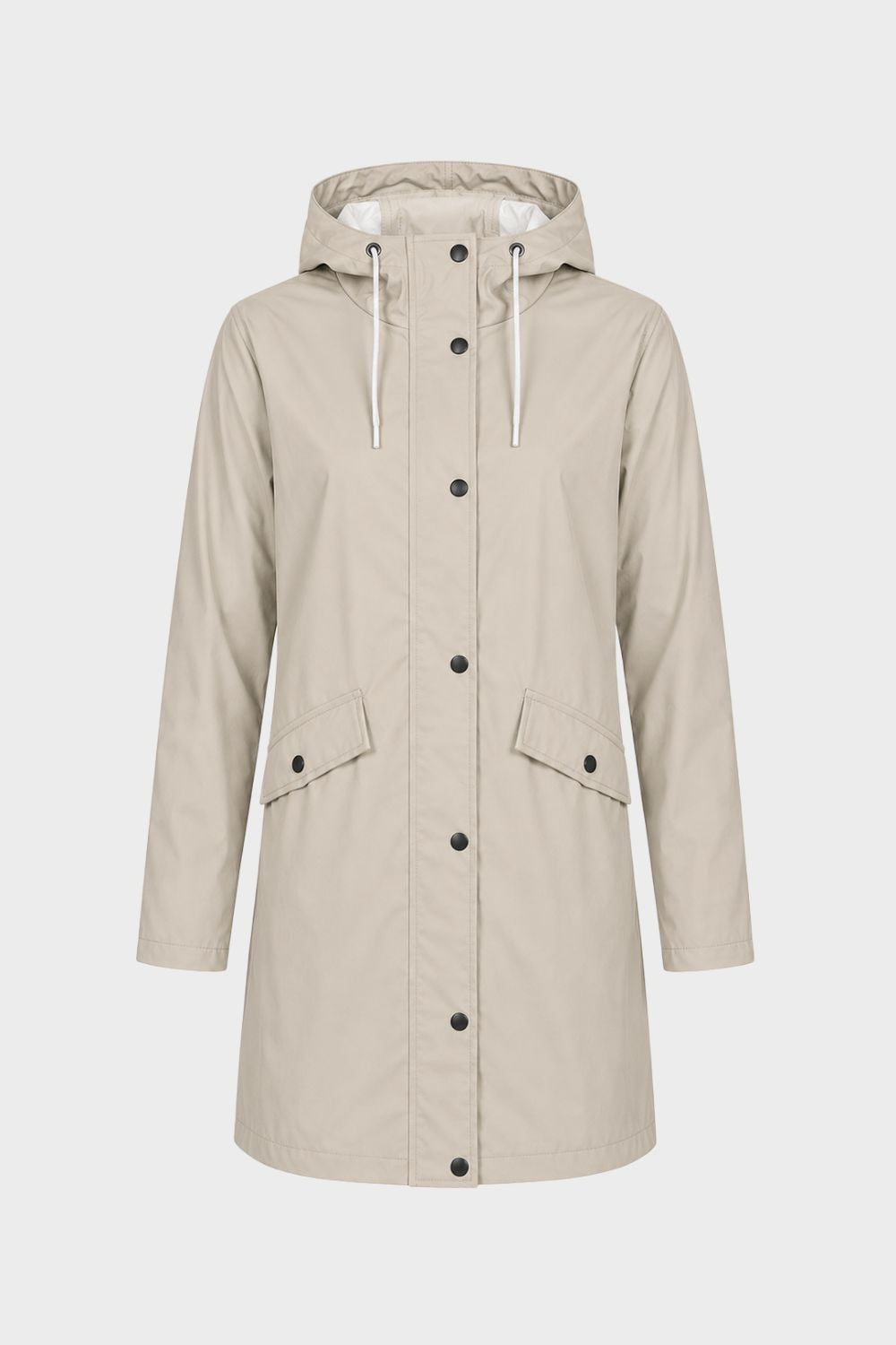 Damen Lange Kapuzenjacke | Knopfleiste