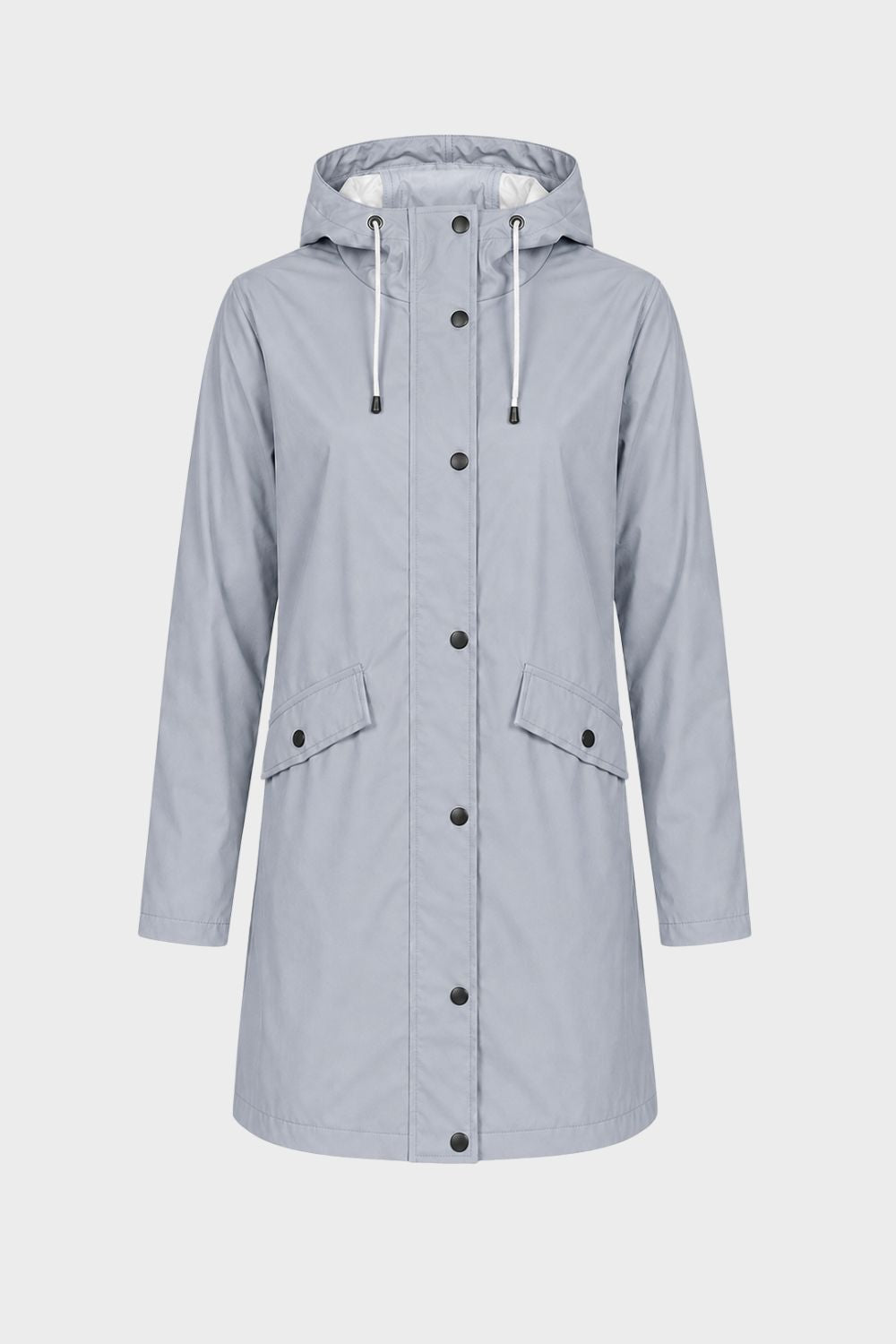 Damen Lange Kapuzenjacke | Knopfleiste