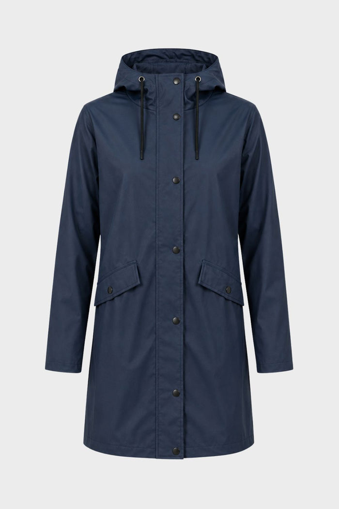 Damen Lange Kapuzenjacke | Knopfleiste