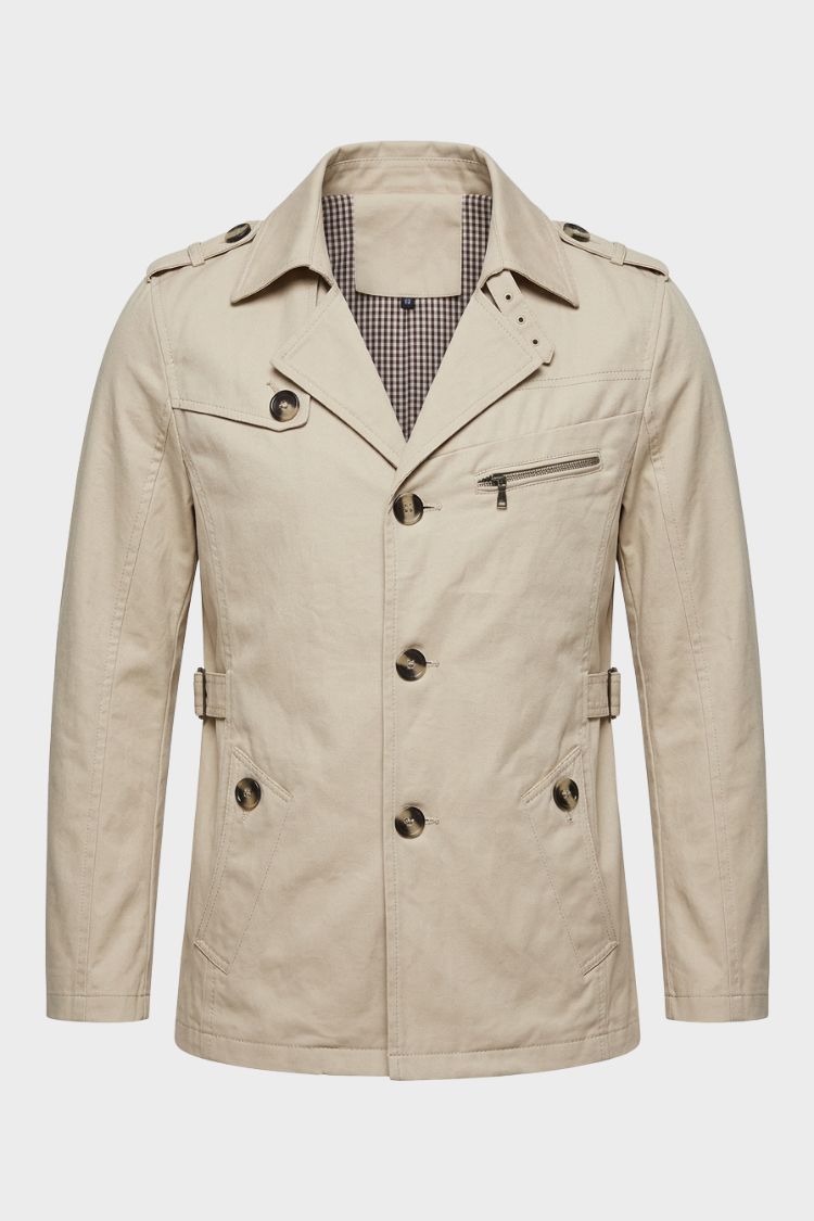 Herren Trenchcoat | Reverskragen & Schulterriegel