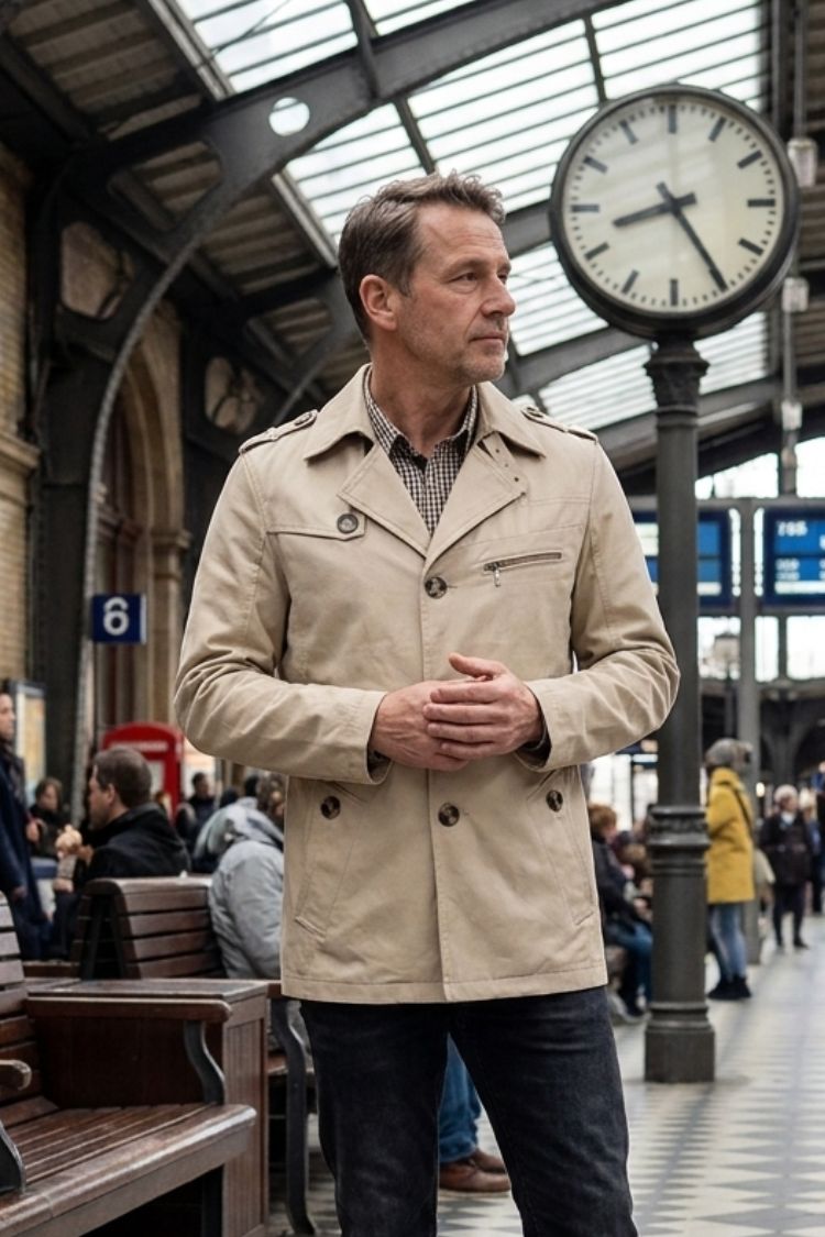 Herren Trenchcoat | Reverskragen & Schulterriegel