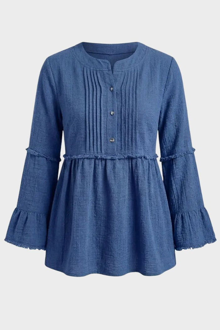 Damen Peplum-Bluse | Biesen-Details & Volantärmel